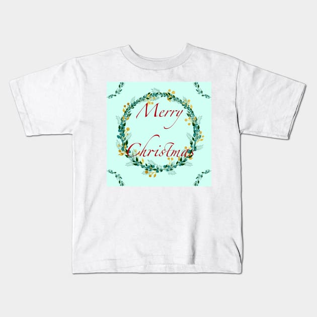 Golden Berry Christmas Wreath Kids T-Shirt by DesignbyKurlz